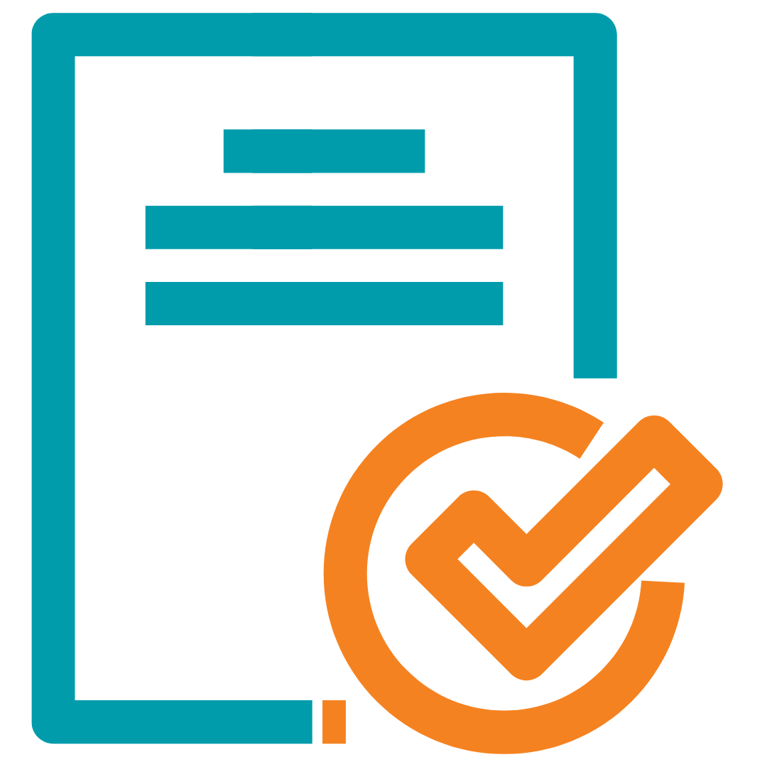an iconof a document with a tick beside it.