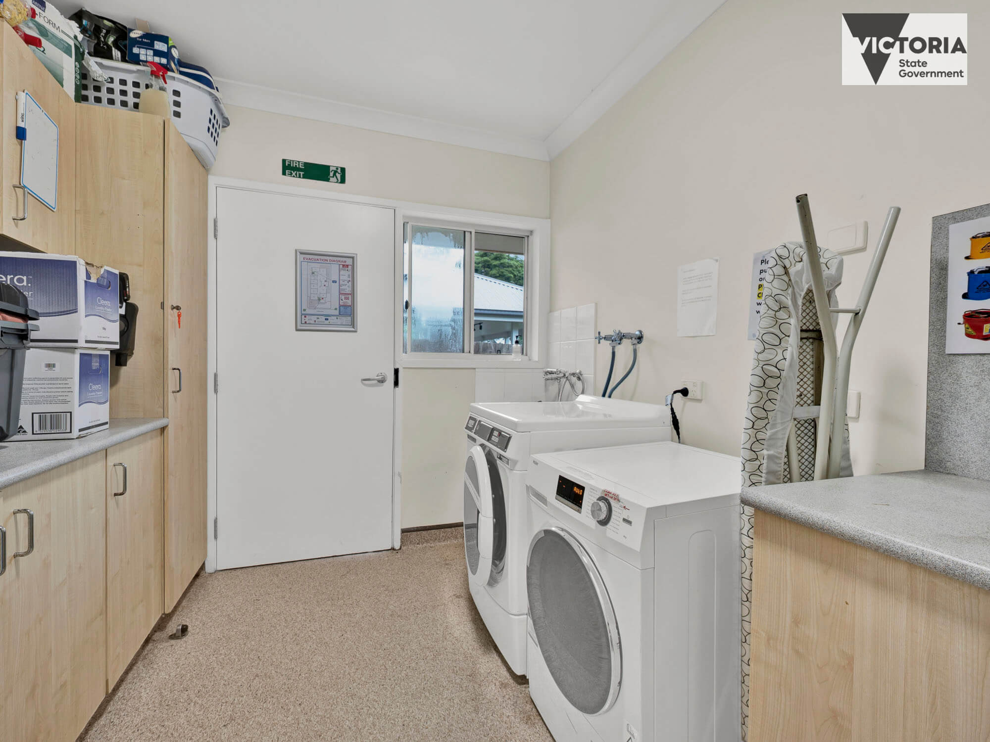 The laundry inside this Supported Independent Living house in Mitcham, Victoria