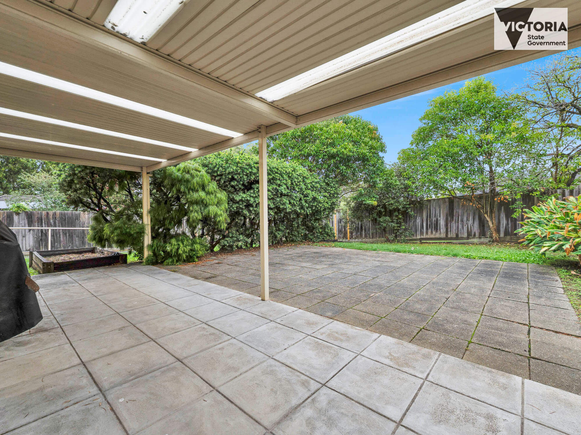 The backyard of this Supported Independent Living house in Mitcham, Victoria